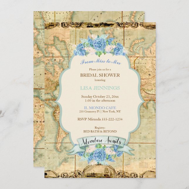 Convite Aventura aguarda o mapa do mundo vencedor do mapa  (Frente/Verso)