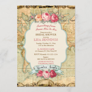 Convite Aventura aguarda Rosas do Mapa Mundial da Vintage