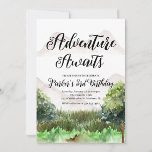 Convite Aventura Aniversário, Camping, Montanha