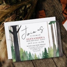 Convite Aventura ao Ar Livre no Bosque Moderno Aniversário