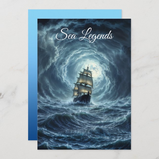 Convite Aventura das ondas de lua de tempestade épica (Frente/Verso)