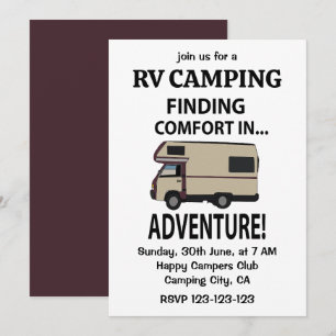 Convite Aventura de acampamento em RV Feliz Acampador Rvin