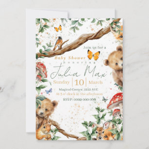 Convite aventura de animais da floresta 2 opções de volta