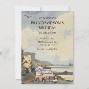 Convite Aventura de aquarela na praia 