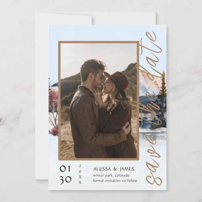 Convite Aventura de Cabana de Inverno nas Montanhas Começa (Verso)