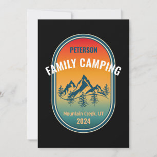 Convite Aventura de Camping Familiar Personalizada Pôr do