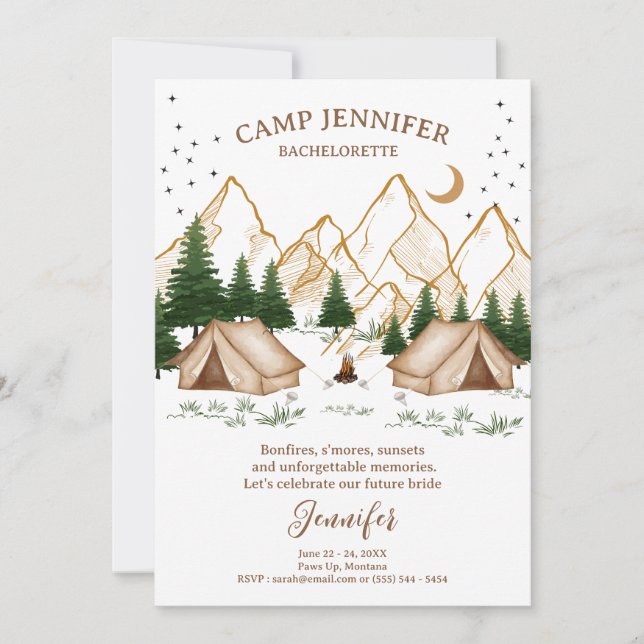 Convite Aventura de Fim de Semana de Acampamento de Soltei (Frente)