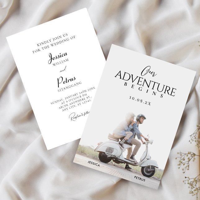 Convite Aventura de foto de casamento moderna  (Criador carregado)