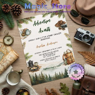Convite Aventura Espera Churrasco de Bebê na Montanha