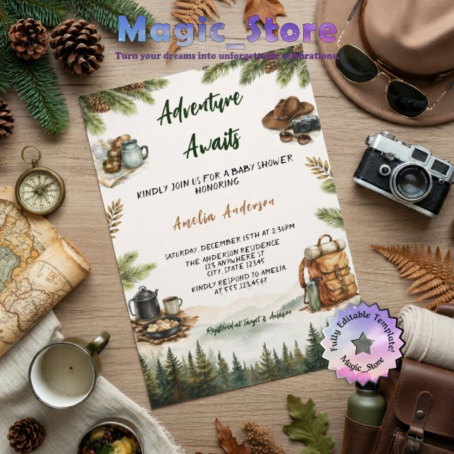 Convite Aventura Espera Churrasco de Bebê na Montanha (Criador carregado)
