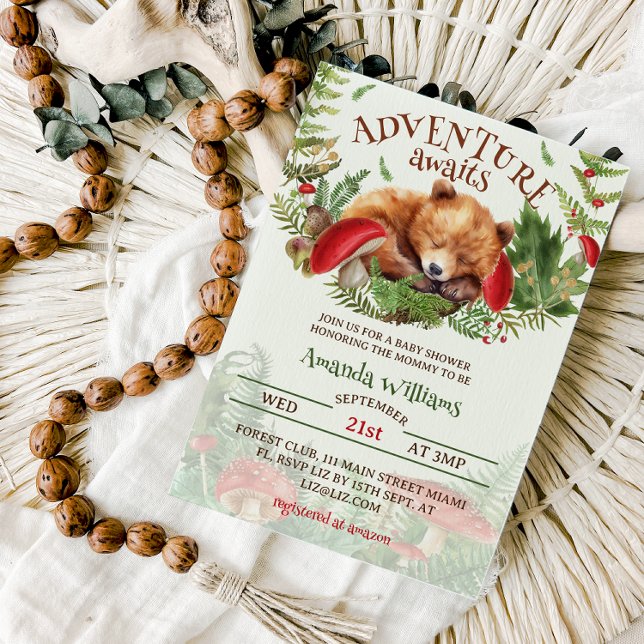 Convite Aventura Espera Chuvinha de Bebê Urso (Criador carregado)