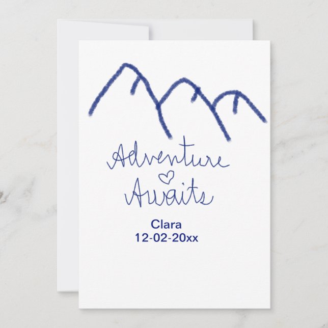 Convite Aventura espera coração da montanha azul adicionar (Frente)