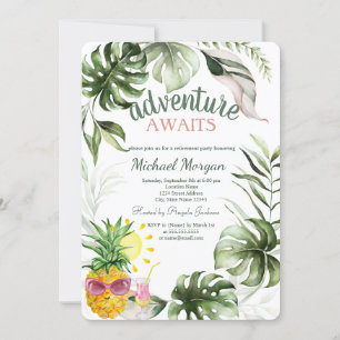 Convite Aventura Espera Folhas Tropicais Abacaxi