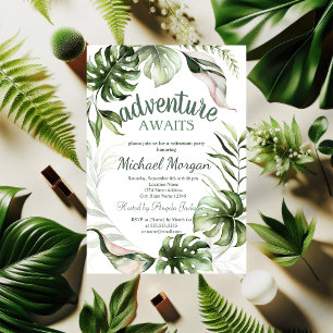 Convite Aventura Espera Folhas Tropicais Aposentadoria