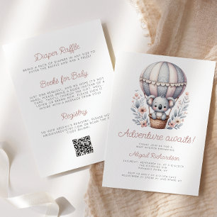 Convite Aventura Espera Urso Koala Código QR Chá de Bebê