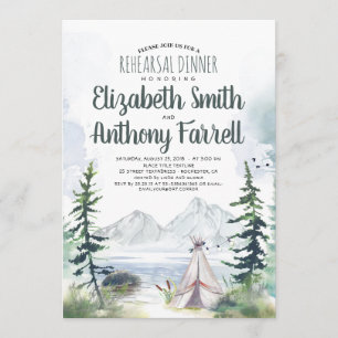 Convite Aventura Montanhosa Boho Jantar de Rehearsal