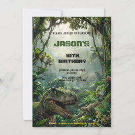 Convite Aventura no Mundo Pré-Histórico do T-Rex da Selva