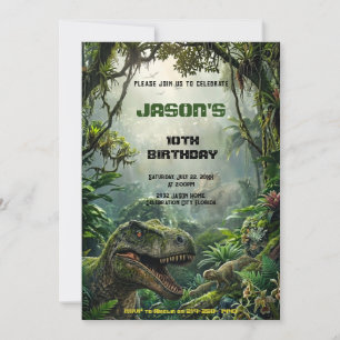 Convite Aventura no Mundo Pré-Histórico do T-Rex da Selva 