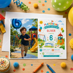 Convite Aventura no Parque de Diversões 6º Aniversário Fes