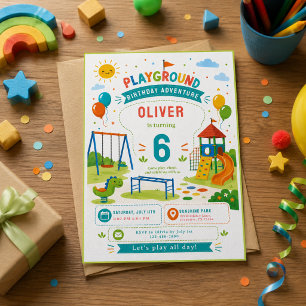 Convite Aventura no Parque de Diversões 6º Aniversário Fes