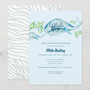 Convite Aventura   Ocean  da baleia sob o aniversário   d