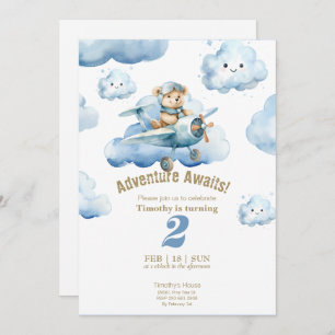 Convite Aventura para segundo aniversário Alto do ursinho