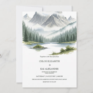 Convite Aventura Rústica Aguarda Casamento na Paisagem Mon