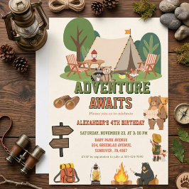 Convite Aventura selvagem safari Floresta aniversário
