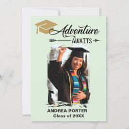Convite Aventura Verde Pálido Aguarda Graduação