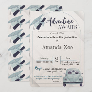 Convite aventuras aguardam convite/anúncio de graduação