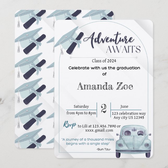 Convite aventuras aguardam formando convite/anúncio (Frente/Verso)