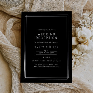 Convite AVERY Modern Black Recepção de casamento