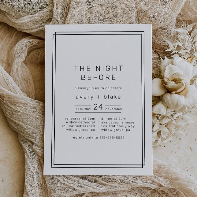 Convite AVERY Modern Na Noite Antes Do Janto De Ensaio (AVERY Modern The Night Before Rehearsal Dinner Invitation)