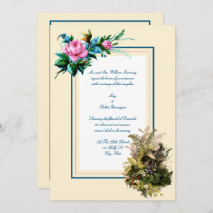 Convite Aves Da Era Vitoriana Em Ninho Com Casamento De Fl