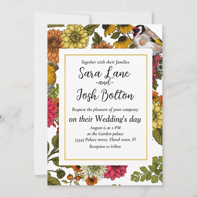 Convite Aves e flores do jardim 1 (Frente)