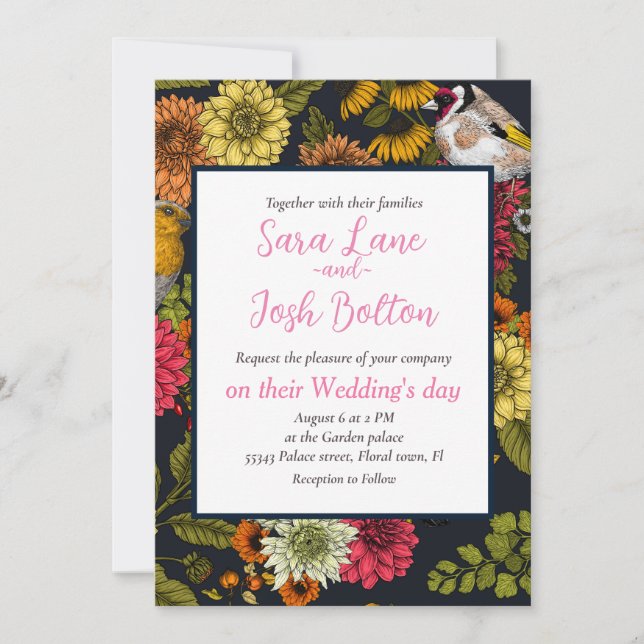 Convite Aves e flores do jardim 2 (Frente)