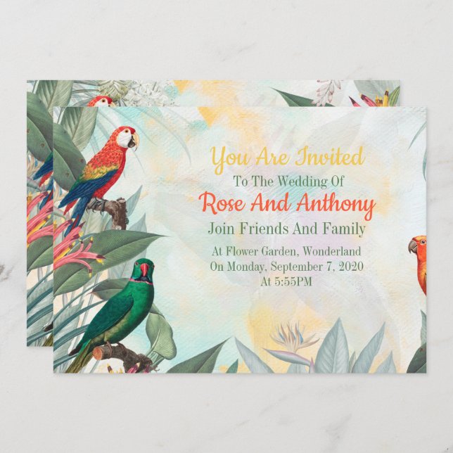 Convite Aves Exóticas (Frente/Verso)