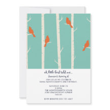 Aves Laranja no Aniversário com Ilustração de Árvo