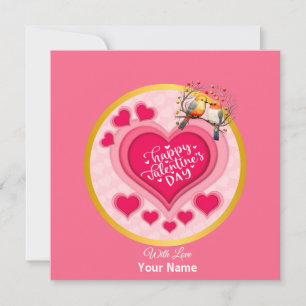 Convite Aves românticas no Dia de os namorados e Coração d