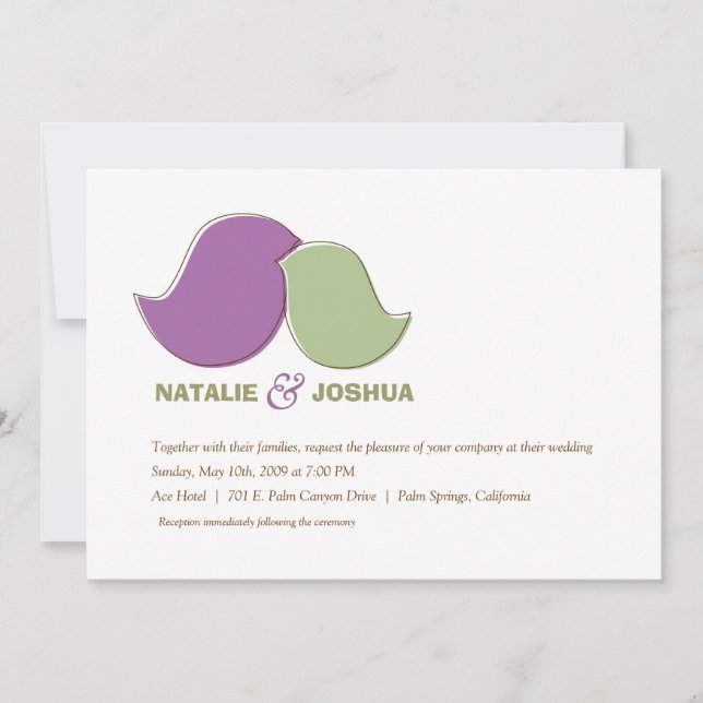 Convite Aves, Sage e Lavandas Modernas (Frente)