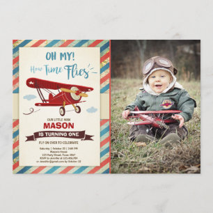 Convite Avião Aniversário Voa Tempo Voa o Avião Rapaz