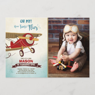 Convite Avião Aniversário Voa Tempo Voa o Avião Rapaz