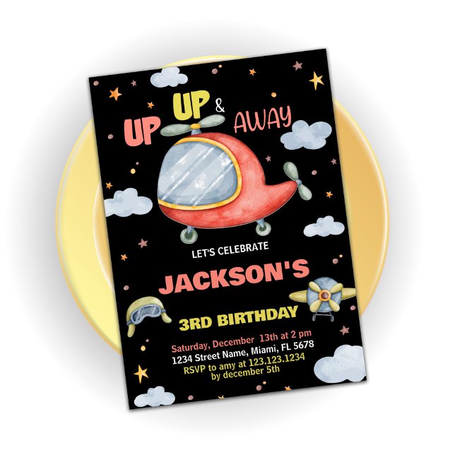 Convite Avião Inventa Hoje Verde Vermelho Negro Verde (Airplane Birthday Invitations Green Red Black)