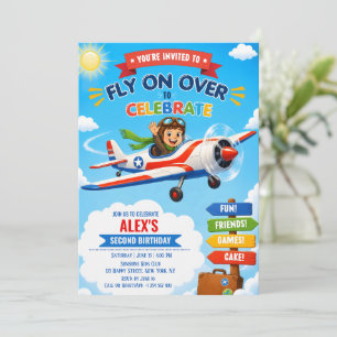 Convite Avião Piloto Bonito Festa de Avião Menino 2º Anive