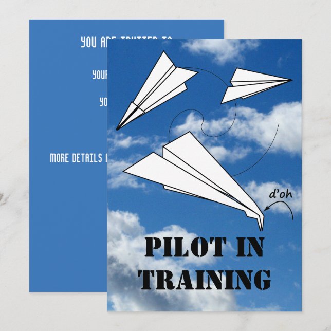Convite Avião-piloto de aviões-piloto de papel de avião (Frente/Verso)