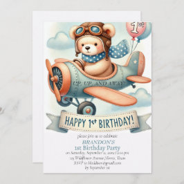 Convite Avião primeiro aniversario para cima e para fora