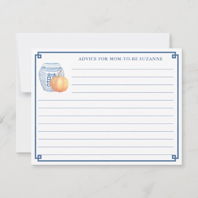 Convite Aviso De Abóbora De Chá de fraldas De Outono Para  (Frente)