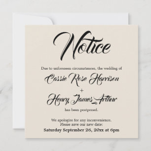 Convite Aviso de casamento adiado