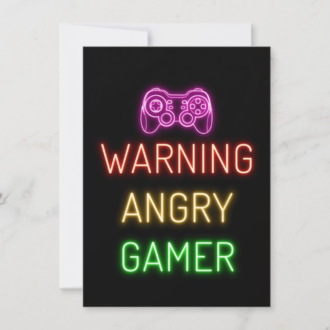 Convite Aviso de Jogo Gamer Irritado (Frente)