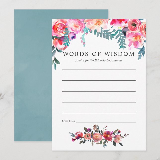 Convite Aviso Floral de Chá de panela de inverno para Noiv (Frente/Verso)